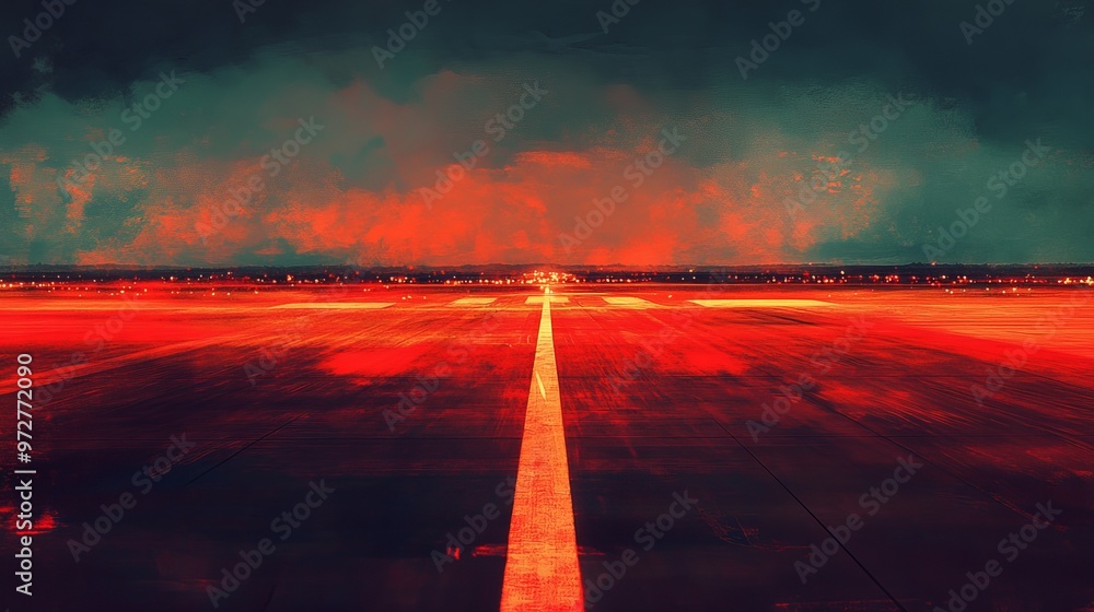 Poster heatmap of an airport runway, with intense reds and oranges marking the most heavily trafficked area