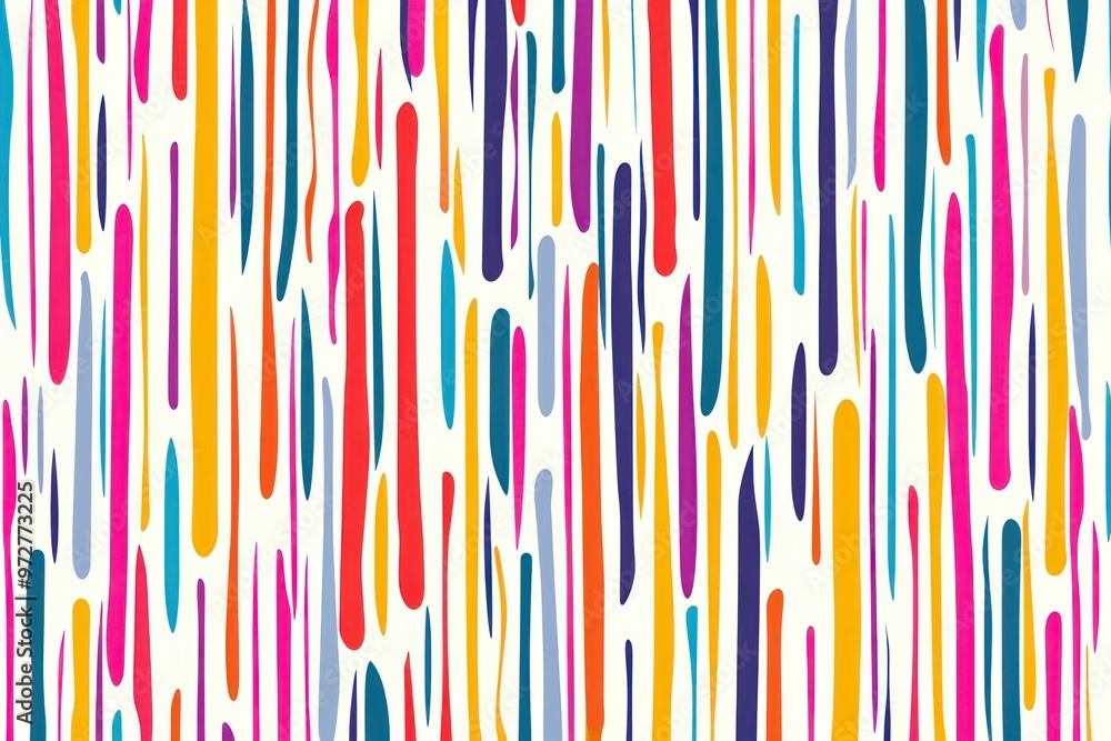 Poster abstract colorful pattern with elongated shapes on a white background, showcasing vibrant hues of pi