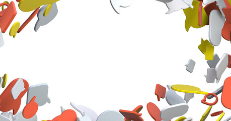 touching 3D rendering flying email icon with his fin