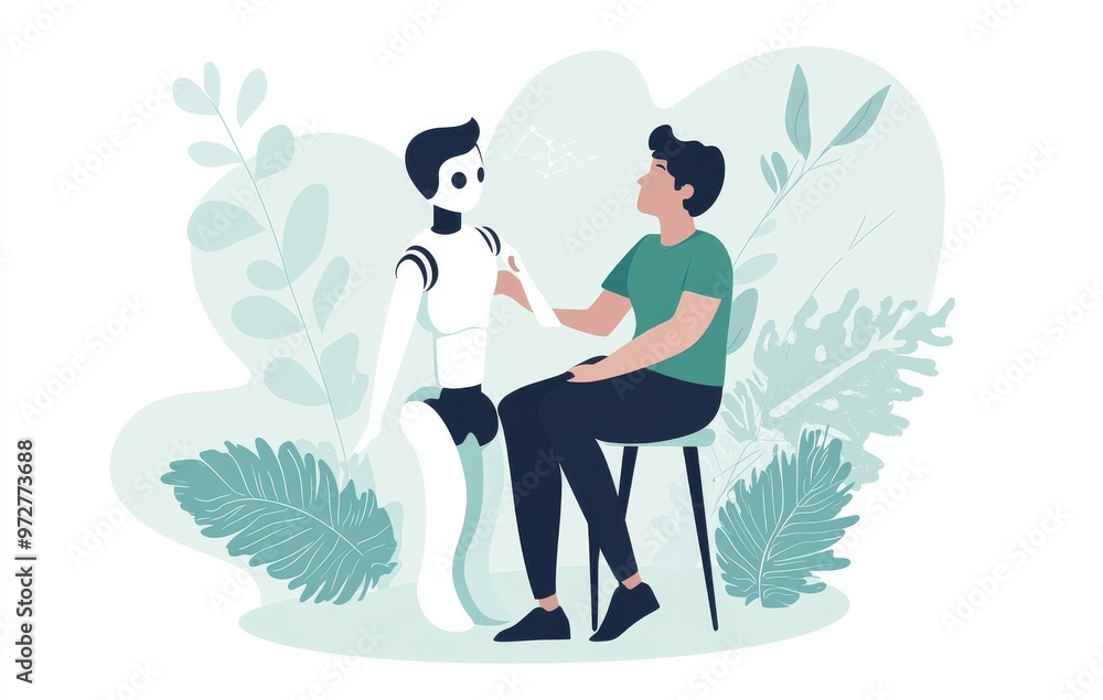 Poster online communication using chatbot ai, automatic text or voice conversations, robot answering custom