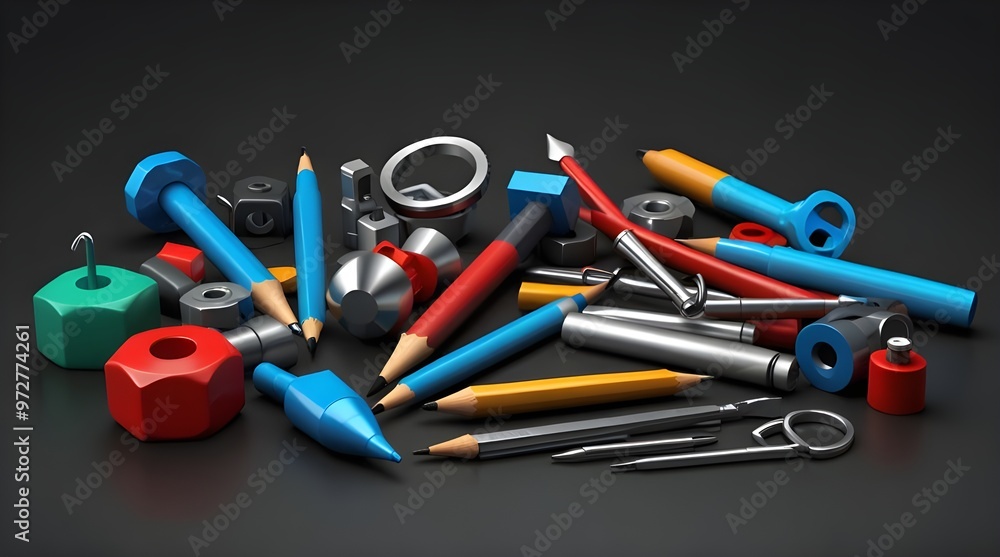 Wall mural edit tools 3d render icons.generative.ai