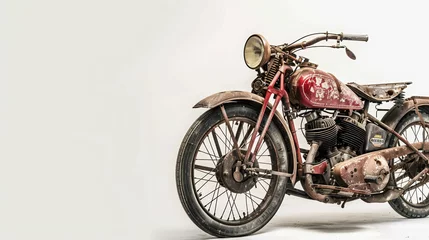  motorcycle vintage retro classic old bike antique rusty two-wheeler transportation vehicle chrome red metal wheels headlight handlebar historic design style mechanical  © Isaiah