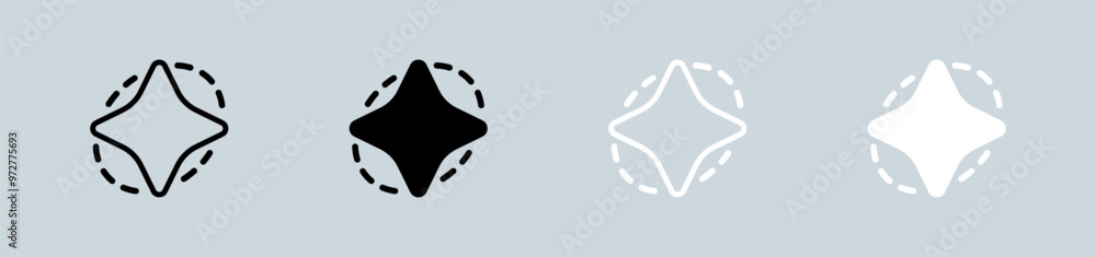 Wall mural magic tool icon set in black and white. star signs vector illustration.