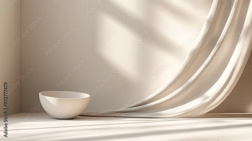 Poster light beige background for product presentation with a light and shadows pattern on it