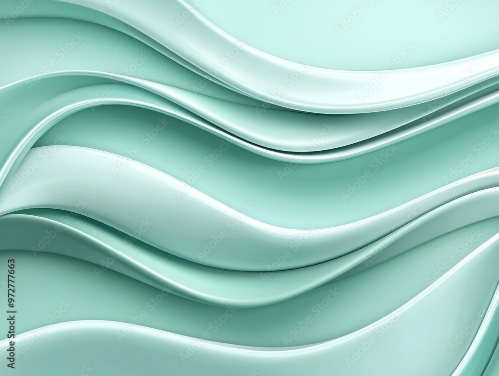 Poster soft waves of mint-colored textures create a serene and calming atmosphere.