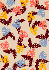Tropical pattern, Digital print seamless, JPG in Repeat (rapport), Resolution 300 DPI, ideal for fashion, decoration and stationery.