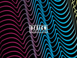 Futuristic abstract technology shining rainbow light lines on black background modern wave line pattern. Vector minimal line background with text for social media covers, headers, etc.