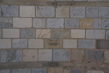 antique brick wall background, ancient red brick masonry surface