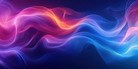 Naklejka premium Flowing Neon Gradient Waves with Soft Fluid Motion 