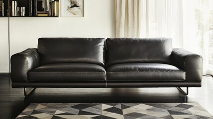 Modern Leather Sofa in a Contemporary Living Room