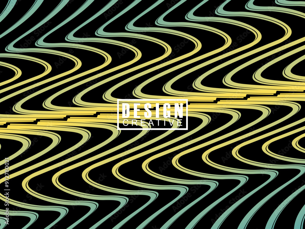 Fototapete futuristic abstract technology shining rainbow light lines on black background modern wave line patt