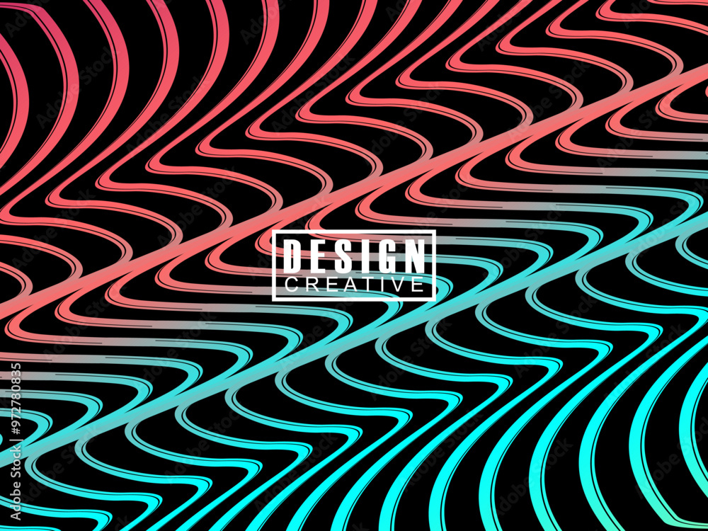 Fototapete futuristic abstract technology shining rainbow light lines on black background modern wave line patt