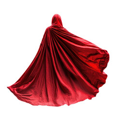 Naklejka premium A person in a red cloak dramatically sweeping one side of the cloak over their shoulder. isolated on transparency background