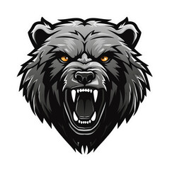 Collection of Angry Roaring Bear Head Logo Designs Isolated