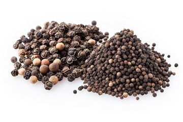 A fresh Black pepper and Black pepper Power isolated on white