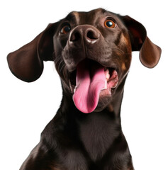 A dog lick the camera front view animal mammal pet.