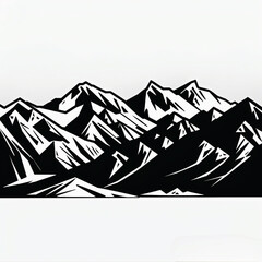 Fototapeta premium black-and-white vector of a mountain range with jagged peaks and valleys