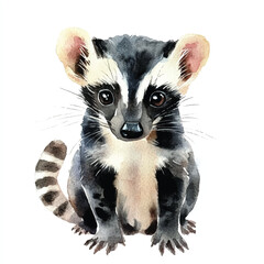 cute Civet watercolor clipart illustration isolated
