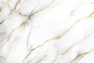 White marble texture background with a golden lines and veins pattern.
