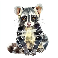 cute Civet watercolor clipart illustration isolated