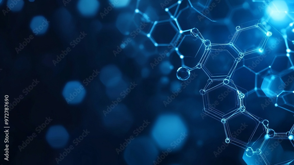 Poster abstract technology or medical background with hexagons shape pattern molecular structure
