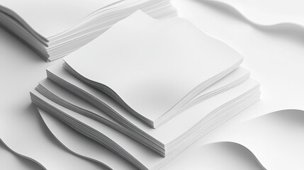 Stacked Wavy Edges Cards Mockup