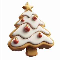 Christmas Cookie Cartoon Clay Illustration, Christmas 3D Icon, Isolated on white background