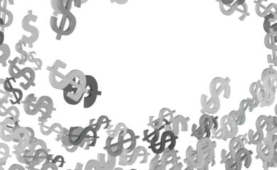 Animated orange dollar background. Money flies from top to bottom.