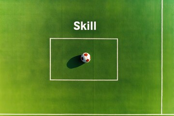 Vibrant Football Field with Ball and Skill Text Highlighting Training and Development