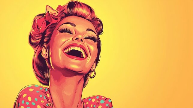 Collage  pinup pop retro sketch image of happy funny lady laughing hahaha isolated - Powered by Adobe