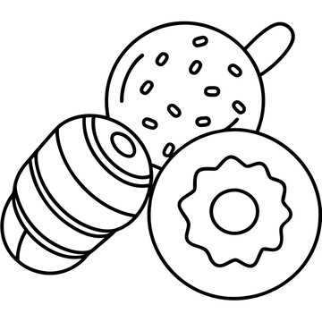 recommend clip art: candy donuts outline coloring book page line art drawing