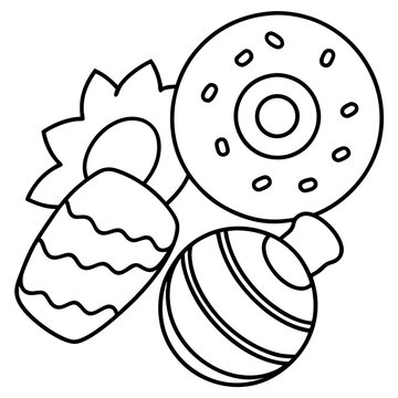 recommend clip art: candy donuts outline coloring book page line art drawing