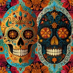 Fototapeta premium seamless pattern with skulls