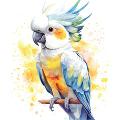 cute Cockatoo watercolor clipart illustration isolated © yuniazizah