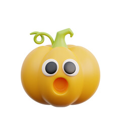 3d Halloween pumpkin, decorative elements, trick or treat, october holiday, cartoon style isolated, 3d rendering.