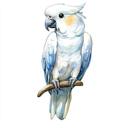cute Cockatoo watercolor clipart illustration isolated