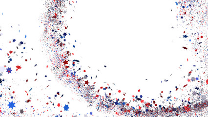  Red Blue White Stars Confetti Overlay