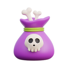 3d decorative elements for Halloween, trick or treat, october holiday, cartoon style isolated, 3d rendering.