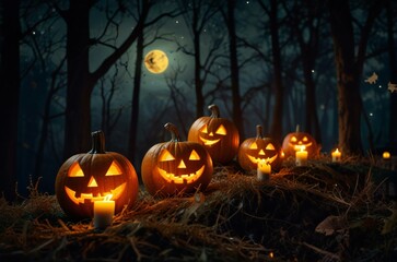 halloween pumpkin on a cemetery