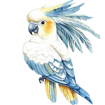 recommend clip art: cute Cockatoo watercolor clipart illustration isolated