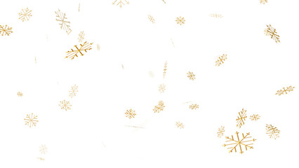 snowflakes golden of christmas transparent png or isolated background, snowflake particle or christmas poster element. 