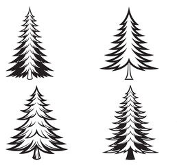 Obraz premium 3d rendering of dynamic Fir-tree silhouette line art
