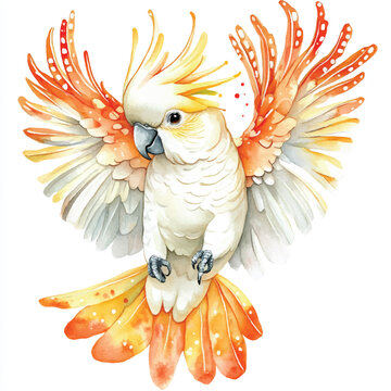 recommend clip art: cute Cockatoo watercolor clipart illustration isolated