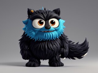 Fototapeta premium 3d illustration of black and white owls,3d illustration cat cartoon with a smile,cat with a smile,cartoon zombie