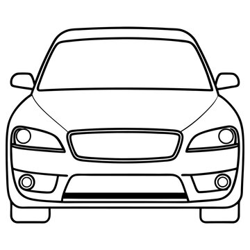 recommend clip art: car front view outline coloring book page line art drawing