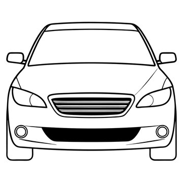 recommend clip art: car front view outline coloring book page line art drawing