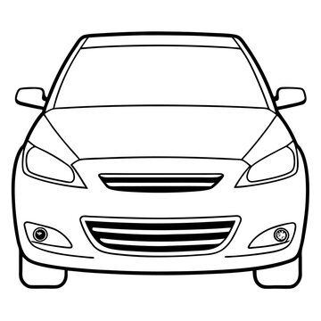 recommend clip art: car front view outline coloring book page line art drawing