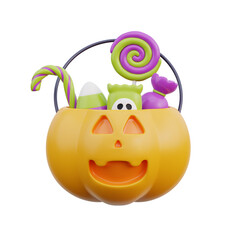 Naklejka premium 3d Halloween candy and sweet isolated, trick or treat party, october holiday, 3d rendering.