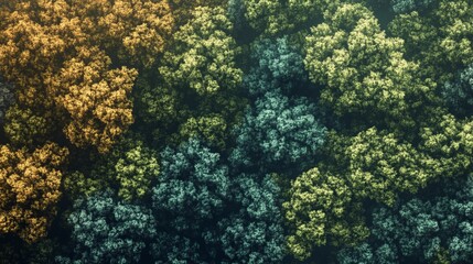 Heatmap of a forest canopy, with warmer tones showing areas of dense vegetation and cooler hues in the clearings and open spaces. 4K hyperrealistic photo.