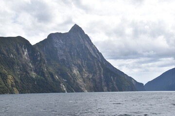 The fiords and stunning mountain landscape at Milford Sound on the South Island of New Zealand